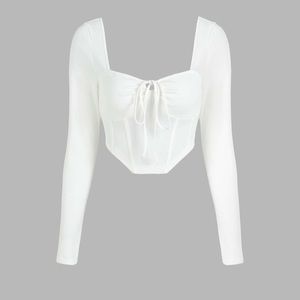 Recycled Fabric Solid Rib Knotted Corset Top